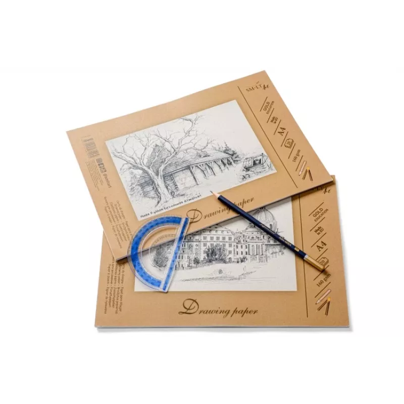 Papel de desenho e esboço SMLT A4, 160 g/m², 20 folhas, colado
