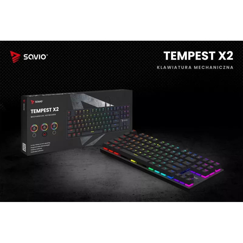 Teclado mecânico Savio RGB Tempest X2 Outemu Brown