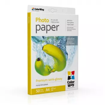 Papel fotográfico ColorWay, 50 folhas | 255 g/m² | A4 | Seda mate premium