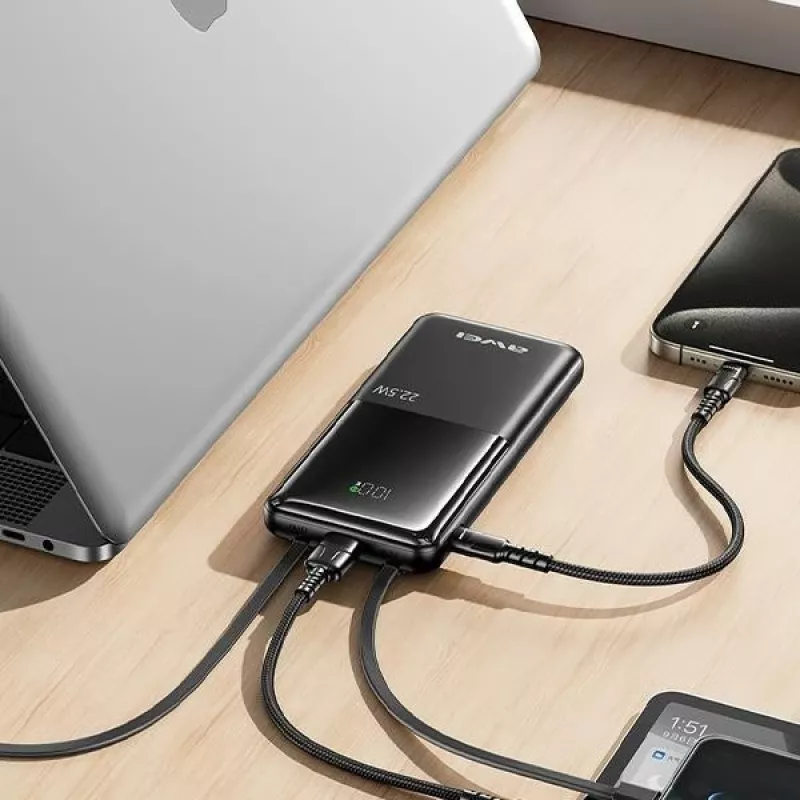 Powerbank 10000mAh P76K 22,5W 4 saídas de carregamento dois cabos