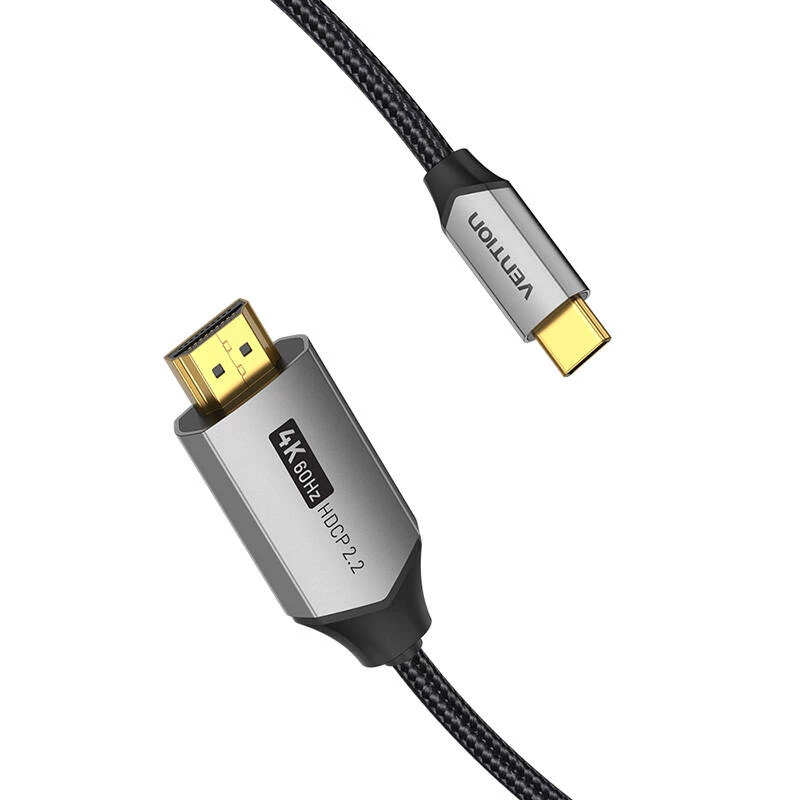 Cabo Vention USB-C para HDMI CRBBH – 2 m, 4K@60Hz, preto, USB-C para HDMI