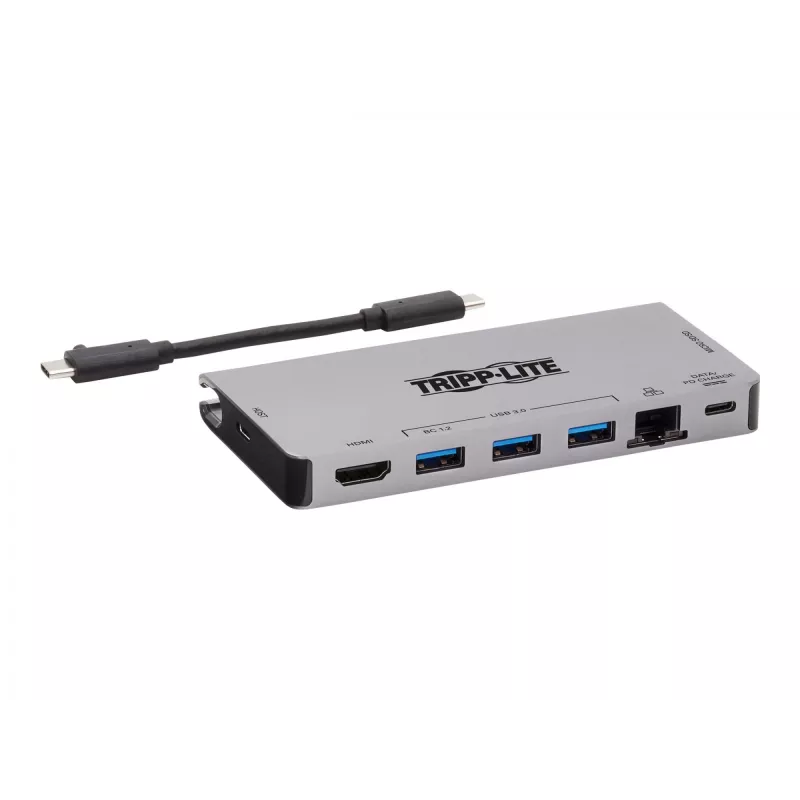 Dock USB-C - 4K HDMI, USB 3.2 Gen 1, hub USB-A, GbE, cartão de memória, carregamento PD 100W, cabo removível U442-DOCK5D-GY