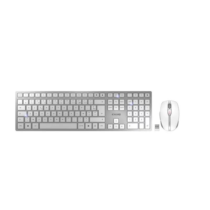 CHERRY DW 9100 fino Teclado e rato incluídos Universal RF Wireless + Bluetooth AZERTY Francês Prateado