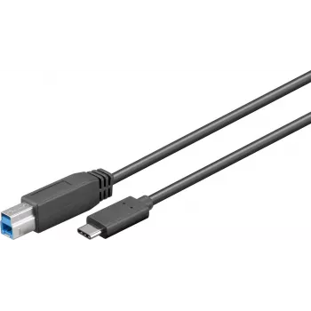 Cabo USB 3.0 SuperSpeed Wentronic Goobay > USB-C™, 1 m - Ficha USB 3.0 (Type B) > Ficha USB-C (67986)