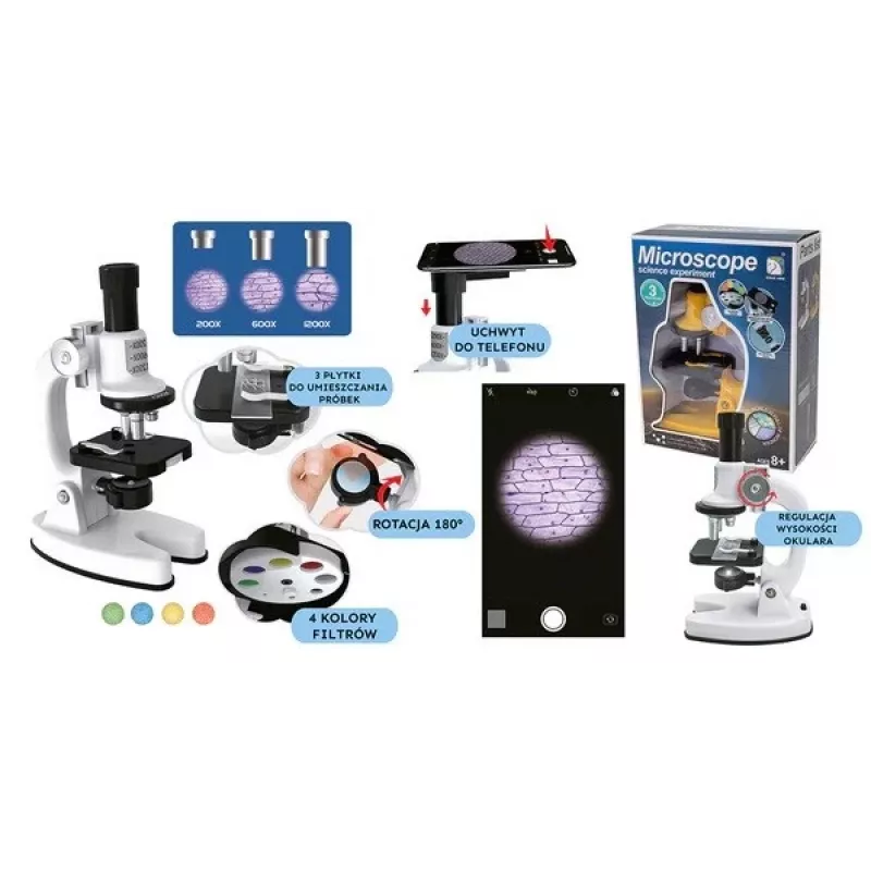 Microscópio Ascato 124582, ampliação 40x, iluminação LED, microscópio didático e de laboratório