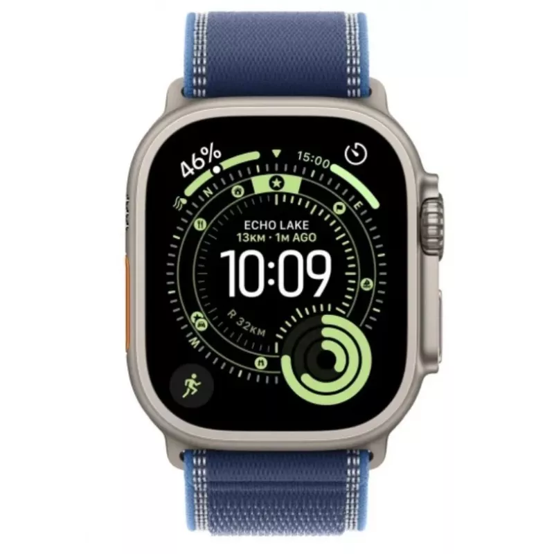 Smartwatch Apple Watch Ultra 3 GPS + Cellular 49mm caixa de titânio Natural com bracelete Trail Loop Blue/Bright Blue S/M