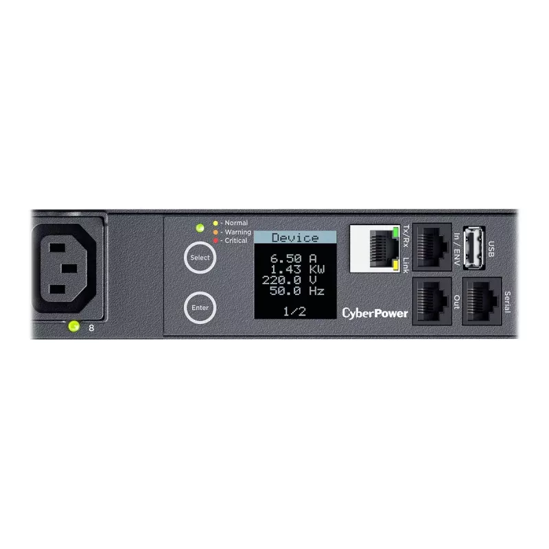 Unidade de distribuição de energia (PDU) CyberPower PDU41005 8 saídas AC 1U preta