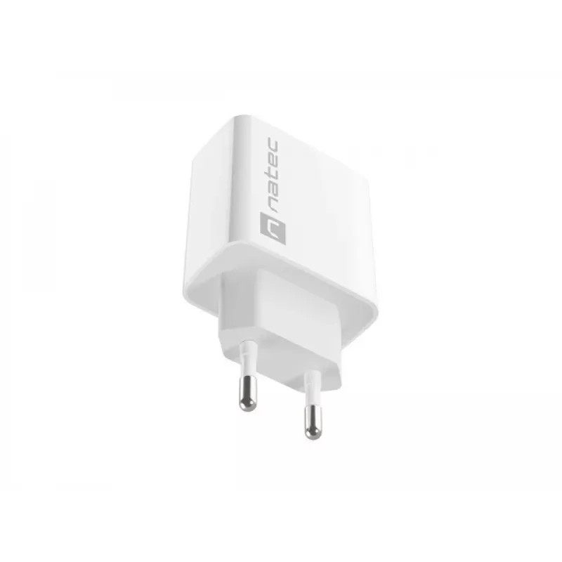 Carregador rápido de rede NATEC RIBERA 12V 20W USB-C PD 3.0 + USB-A Samsung AFC branco
