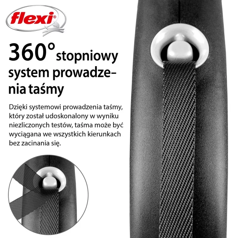 Treia Flexi Black Design L 5 m com mecanismo retrátil para cão