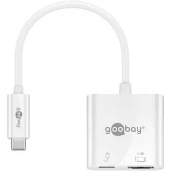 Adaptador multiporta Goobay USB-C™ HDMI, branco, 0,145 m - expande um dispositivo USB-C™ com uma porta HDMI™ (62110)