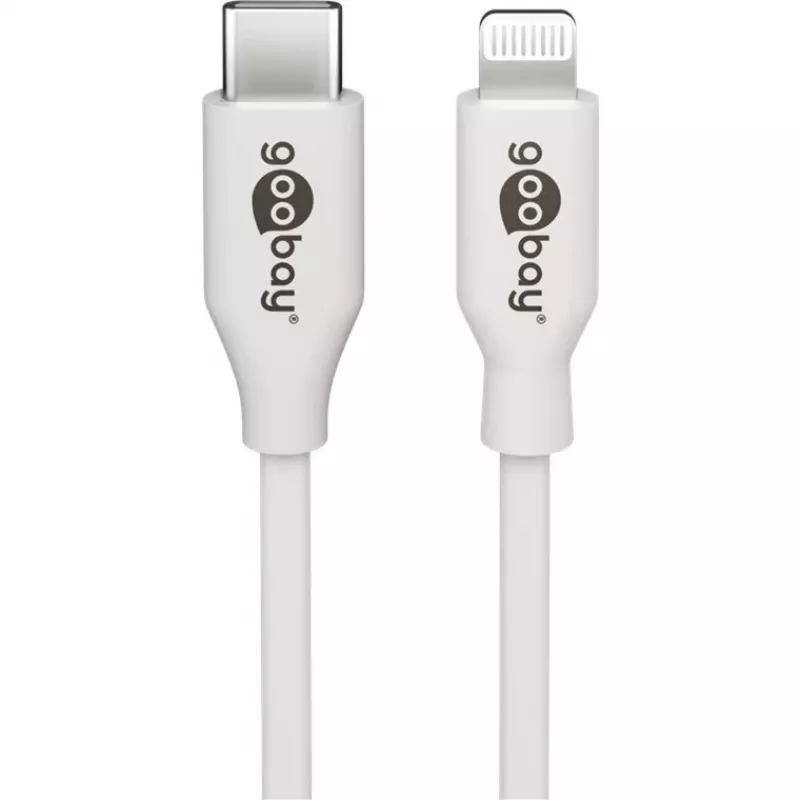 Conjunto de carregamento Apple Lightning / USB-C PD 30 Watt, carregador branco, cabo de 1 metro, PD