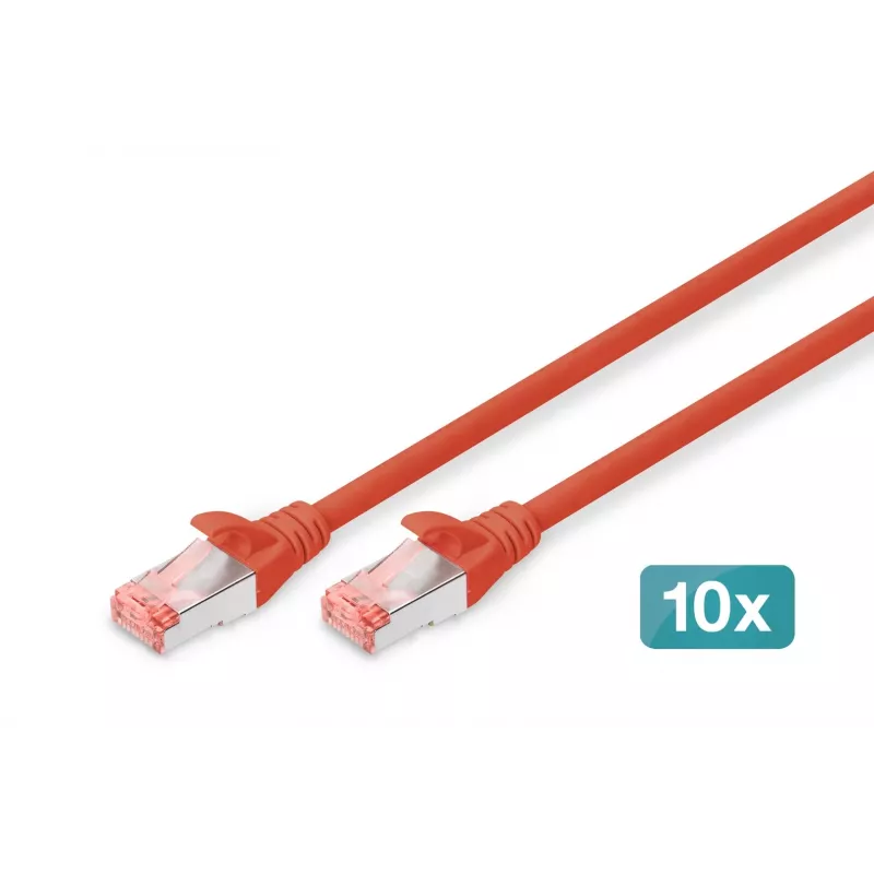 DIGITUS CAT 6 S/FTP conjunto de cabos patch DK-1644-050-R-10, 5 m, vermelho, 10 unid.