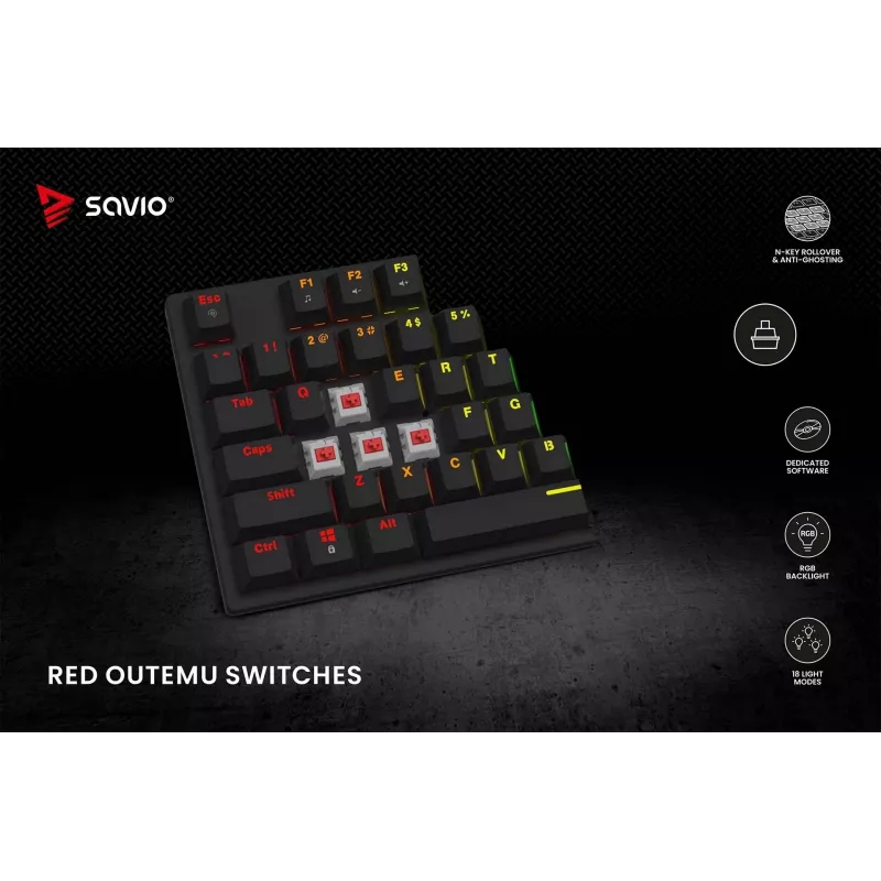 Teclado mecânico RGB Tempest X2 Outemu Red Savio Savgk-tempest X2 Red