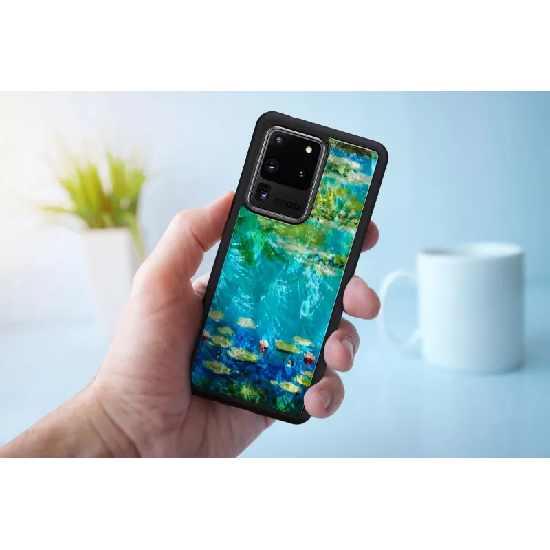 Capa de proteção iKins para Samsung Galaxy S20 Ultra – design nenúfares preto
