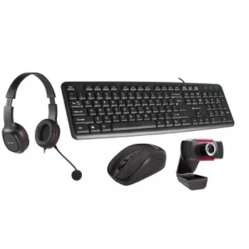 Tracer 4in1 Multi Office Set 46695: teclado USB, rato sem fios, webcam, auscultadores