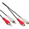 Cabo de áudio InLine 2x RCA ficha / conector fêmea 20m, 2 x RCA, ficha, 2 x RCA, conector fêmea, 20 m, preto