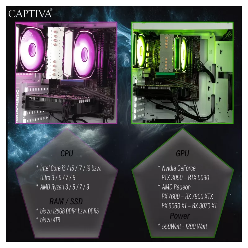 Computador Captiva CAPTIVA PC Advanced Gaming R92-912 Ryzen 7 5700X 32GB SSD 1TB RTX5060 8GB Windows 11 Home 64-bit