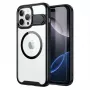 Capa protetora GUAN para Apple iPhone 16 Plus com vidro temperado 10H e suporte, parte traseira transparente com moldura preta