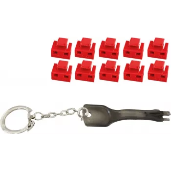 Bloqueador de porta RJ45 ShiverPeaks BS08-01033 — pack de 10 bloqueadores vermelhos com 1 chave-mestra