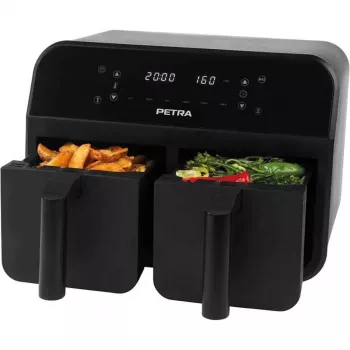 Fritadeira de ar quente Petra PT4750BLKVDEEU7, câmara dupla, capacidade 3,7 L, preta