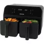 Fritadeira de ar quente Petra PT4750BLKVDEEU7, câmara dupla, capacidade 3,7 L, preta