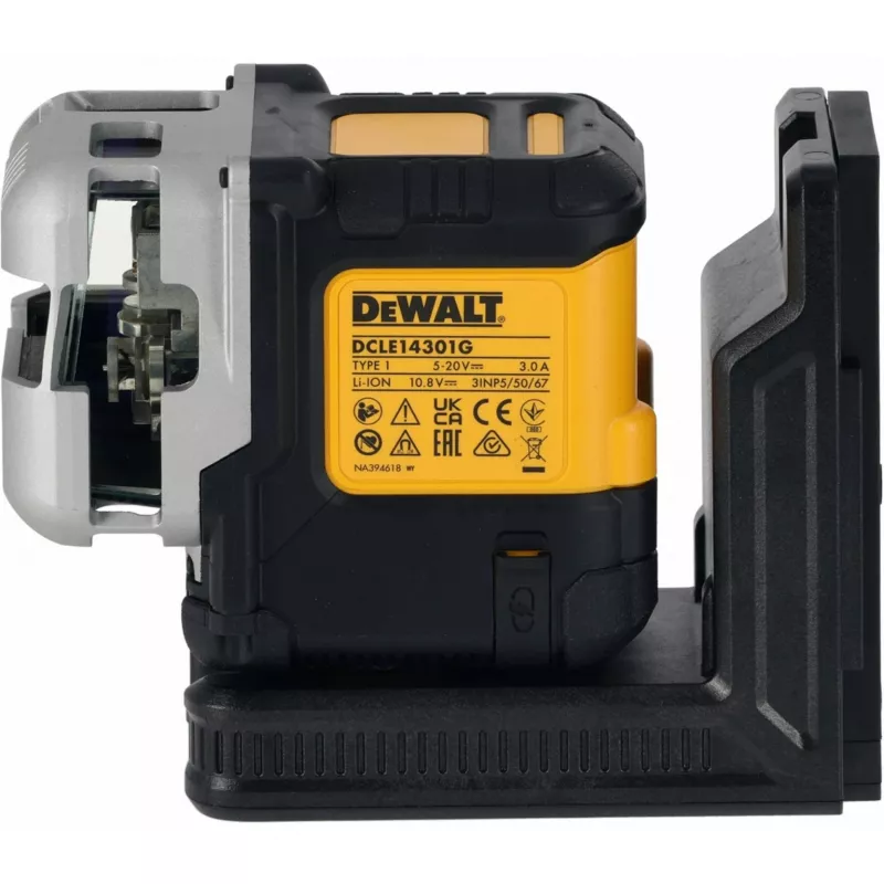 Nível laser multifunções com bateria DeWalt DCLE14301GB 3×180° linha cruzada, 18V, linhas verdes, Powerstack Li-Ion integrado