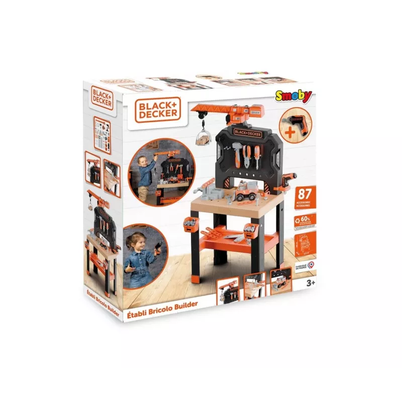 Oficina de brincar SMOBY Bricolo Builder 7600360741 – conjunto de ferramentas de construção para brincar ao faz de conta