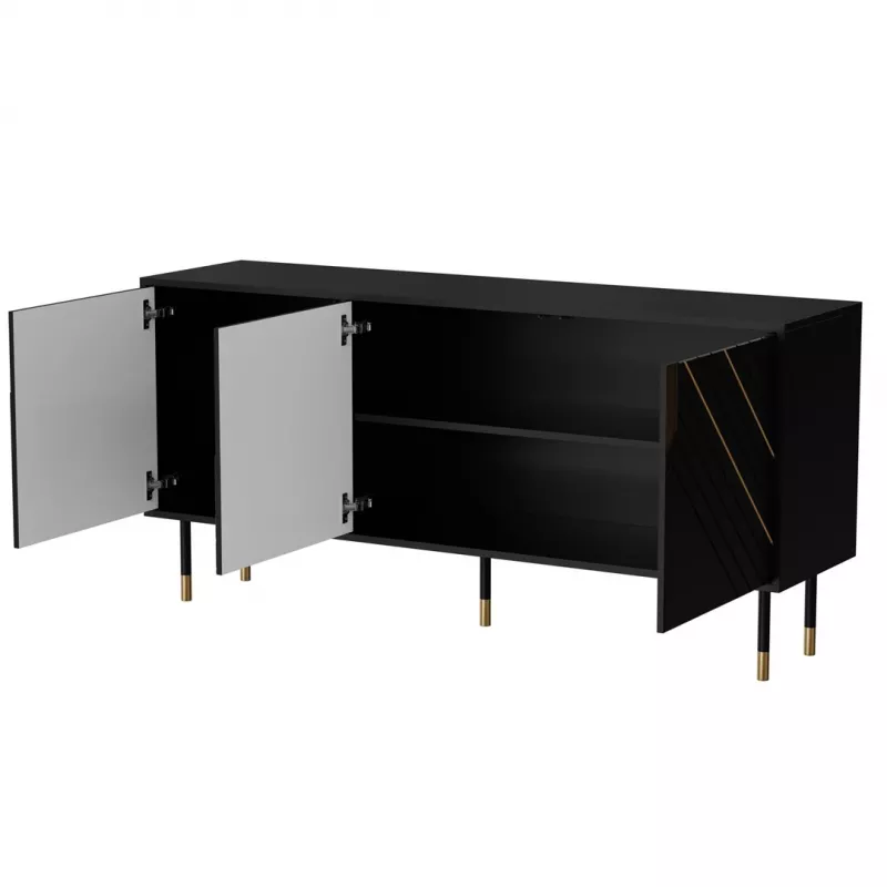 Cómoda Cama 3D MOUNTAIN 154x40x72 preto + dourado