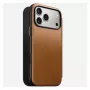Capa tipo carteira para telemóvel Nomad Modern Leather Folio para iPhone 17 Pro Max – tan, compatível com ecrã até 17,5 cm (6,9 polegadas), 4 compartimentos para cartões