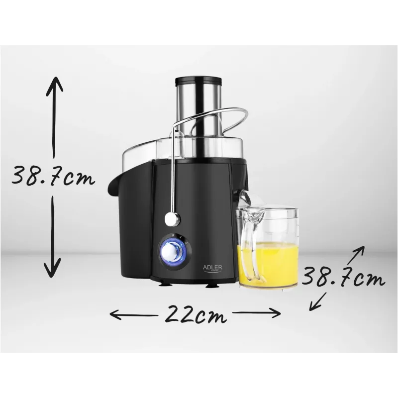 Centrifugadora Adler AD 4127 — 1000 W, preto, depósito de sumo, 3,9 kg