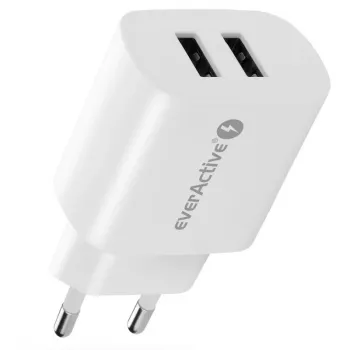 CARREGADOR DE TELEFONE 2X USB 2, 4A 12W BRANCO