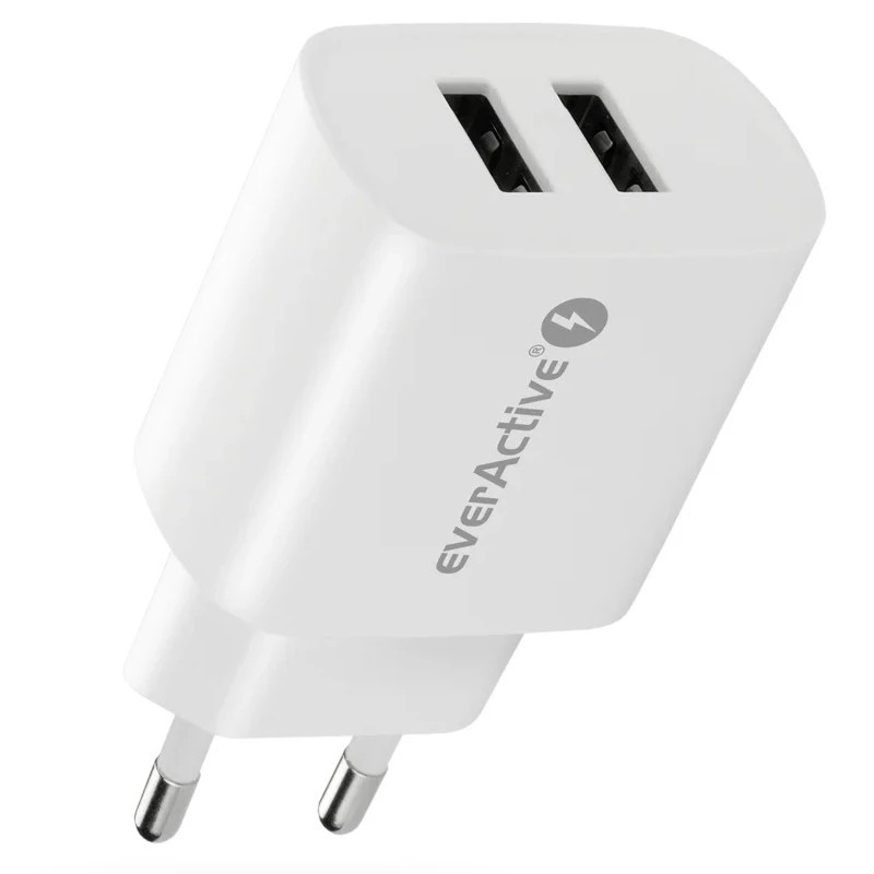 CARREGADOR DE TELEFONE 2X USB 2, 4A 12W BRANCO