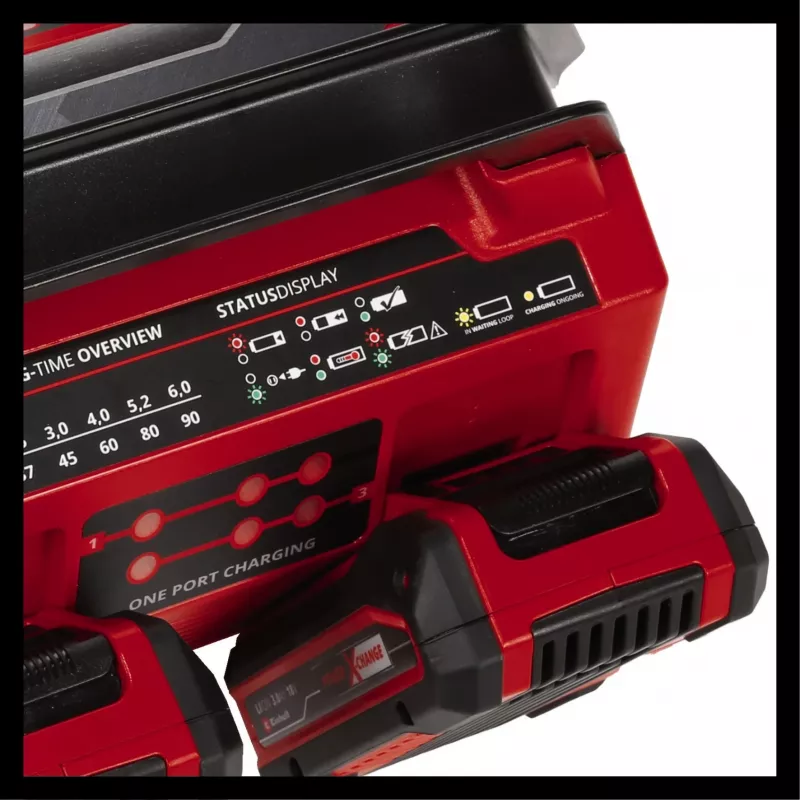 EINHELL Power X-Quattrocharger 4A - Carregador universal Power X-Change para 4 baterias (indicador de estado LED | carregamento em paralelo | carregamento rápido | gestão de carga | Re