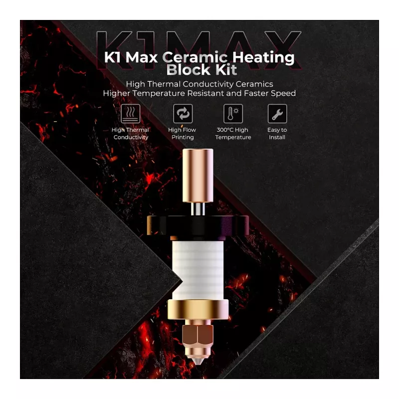 Bloco de aquecimento Creality 3D 4001030123 K1 K1Max preto cobre vermelho