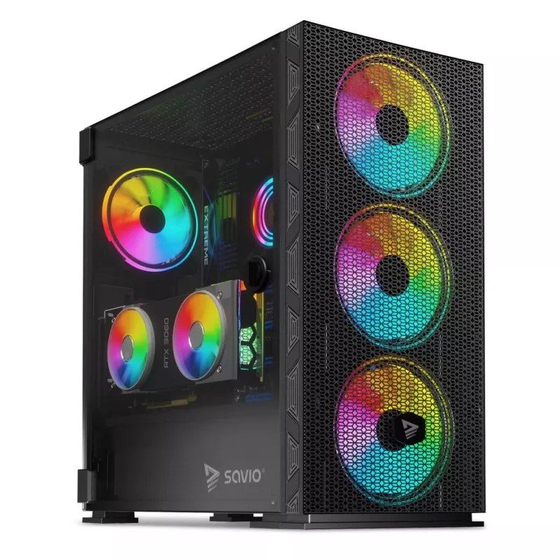 Caixa para PC SAVIO Raptor X1 ARGB vidro/mesh preto