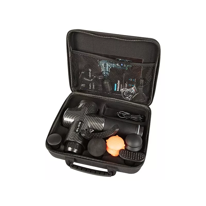 BLOW Wave 4000 44-340# pistola de massagem, 30 velocidades, 10 acessórios, 100 W, ecrã tátil LCD, USB-C, preta
