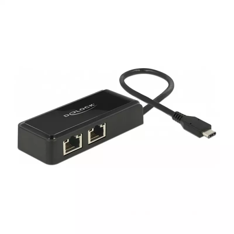 DeLOCK 63927 Adaptador de USB-C para 2x Gigabit LAN, preto