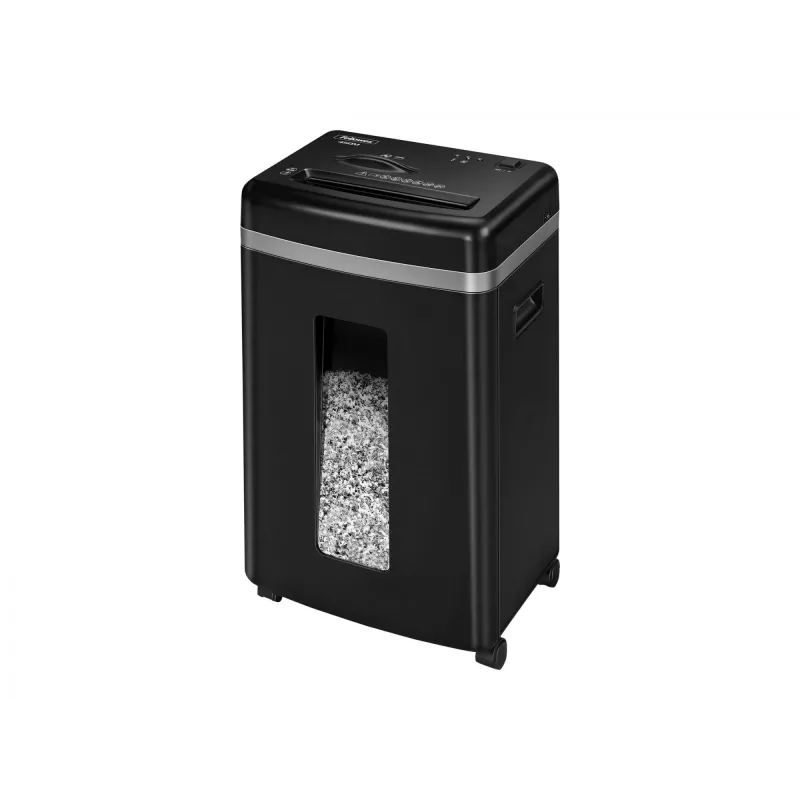 Destruidora de documentos Fellowes Powershred 450M Micro-cut, capacidade 9 folhas, 2 x 12 mm, recipiente de 22 litros, preto