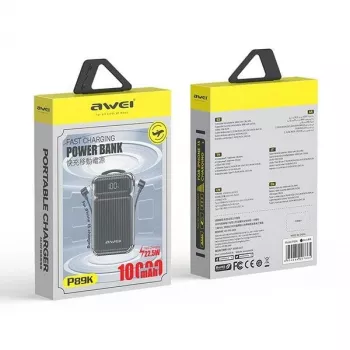 Powerbank 10000mAh 38,5 W P89K cabo integrado