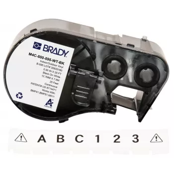 Brady Corporation M4C-500-595-WT-BK vinil preto sobre branco 12,70 mm x 7,62 m permanente (170818)