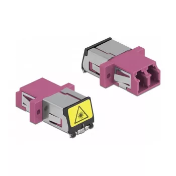 Acoplador de fibra ótica DeLOCK 86901 LC duplex fêmea para LC duplex fêmea multimodo violeta