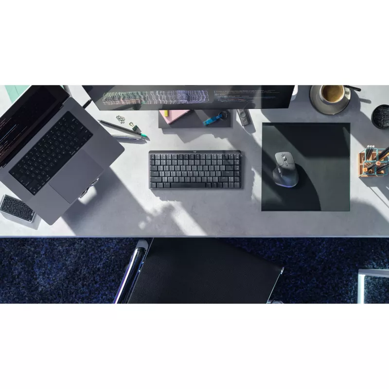 Logitech MX Mechanical Mini 920-010782 teclado sem fios retroiluminado, interruptores com clique, RF sem fios + Bluetooth LE, QWERTY US International, grafite