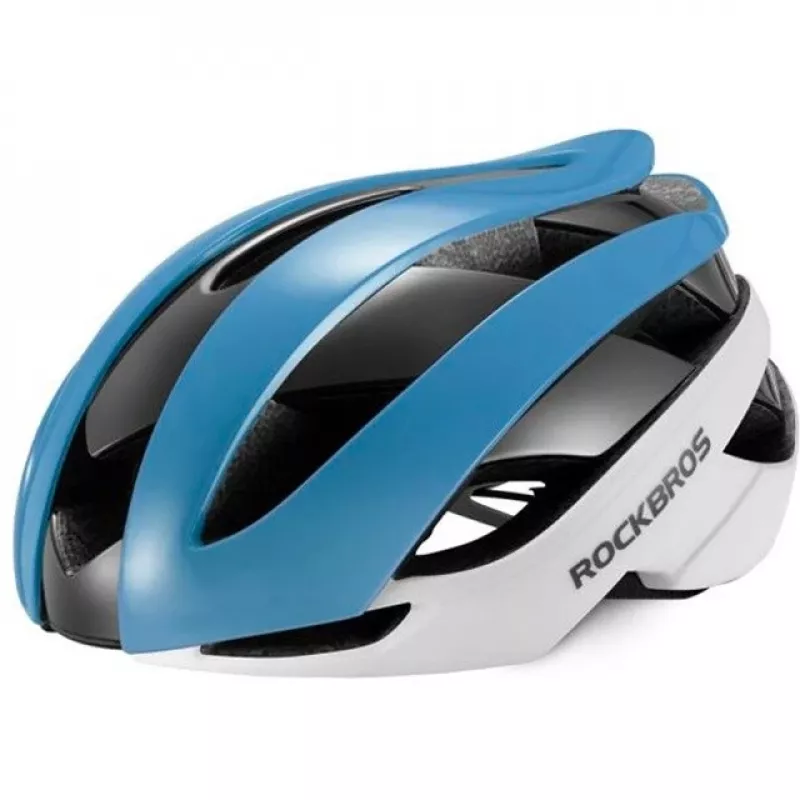 ROCKBROS capacete de bicicleta ajustável M 55-58 cm azul-branco