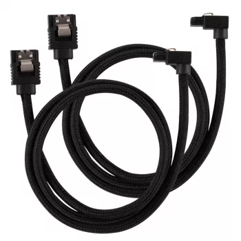 Corsair CC-8900282 cabo SATA Premium com revestimento, angular, 60 cm, preto, pack de 2