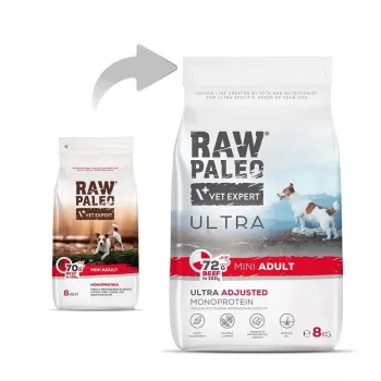 VET EXPERT RAW PALEO Ultra Mini Adult Beef - Alimento seco para cães - 8 kg
