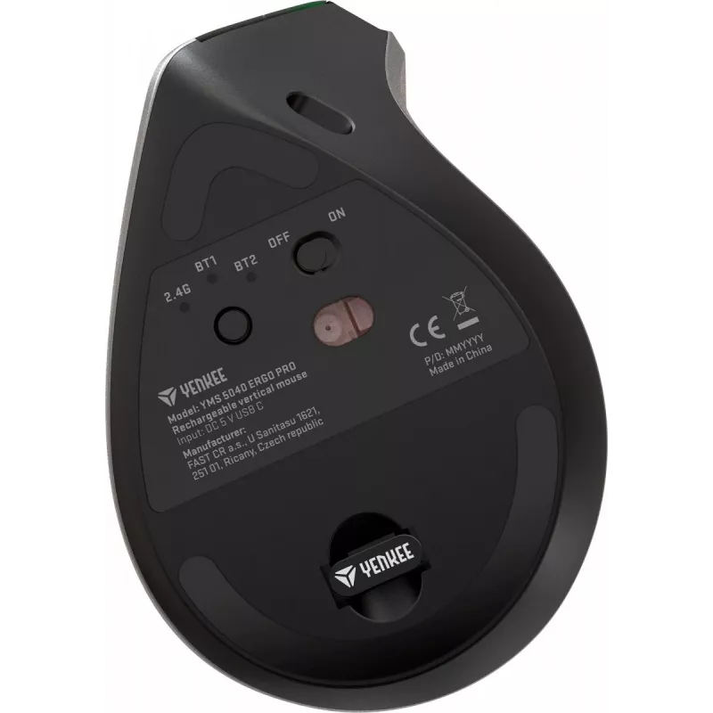 Rato vertical sem fios Dual 2.4GGz/BT5.0/BT3.0 alimentado por pilhas