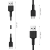 Aukey CB-CA2 OEM cabo de USB-C para USB-A, entrançado de nylon, 2 m, preto