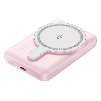 Powerbank Vention FHSP0 5000 mAh com carregamento sem fios, USB-C, saída 3 A, rosa