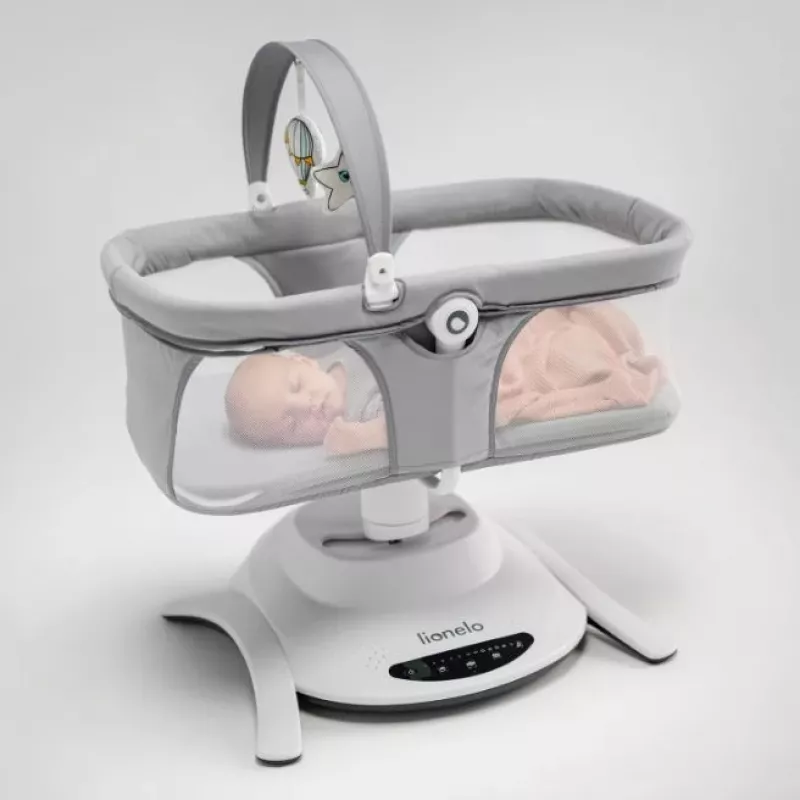 Berço / berço baloiço Lionelo Bella conjunto cinzento betão – cama de bebé com função de baloiço