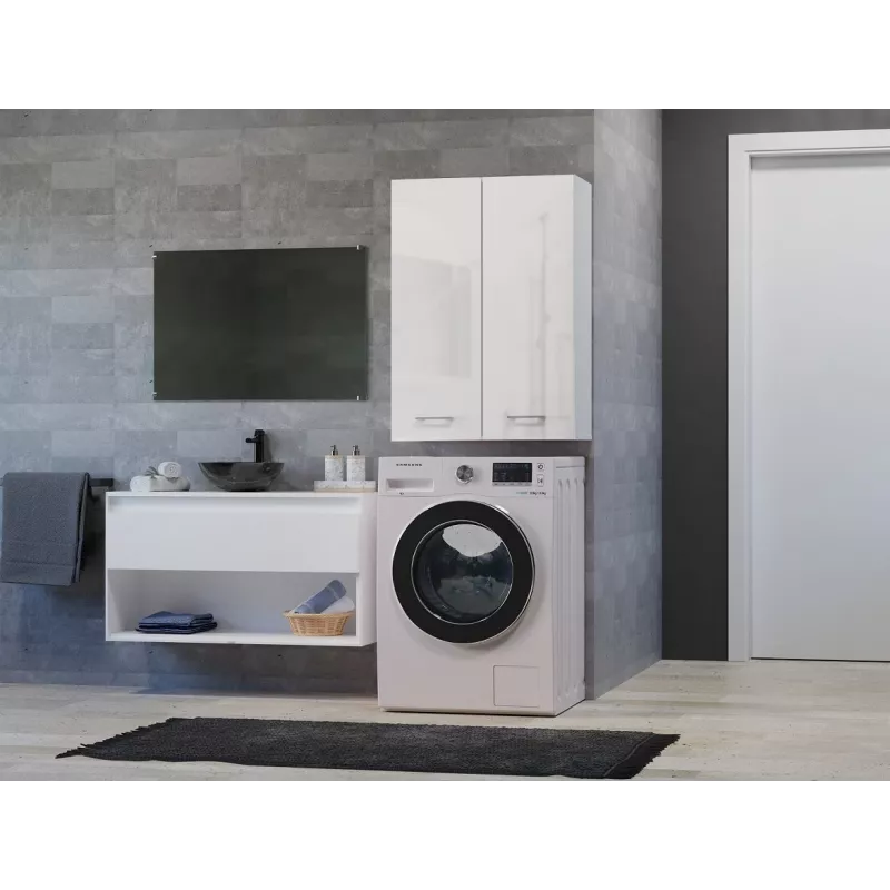 Armário de arrumação de casa de banho Topeshop POLA MINI DD branco brilhante branco